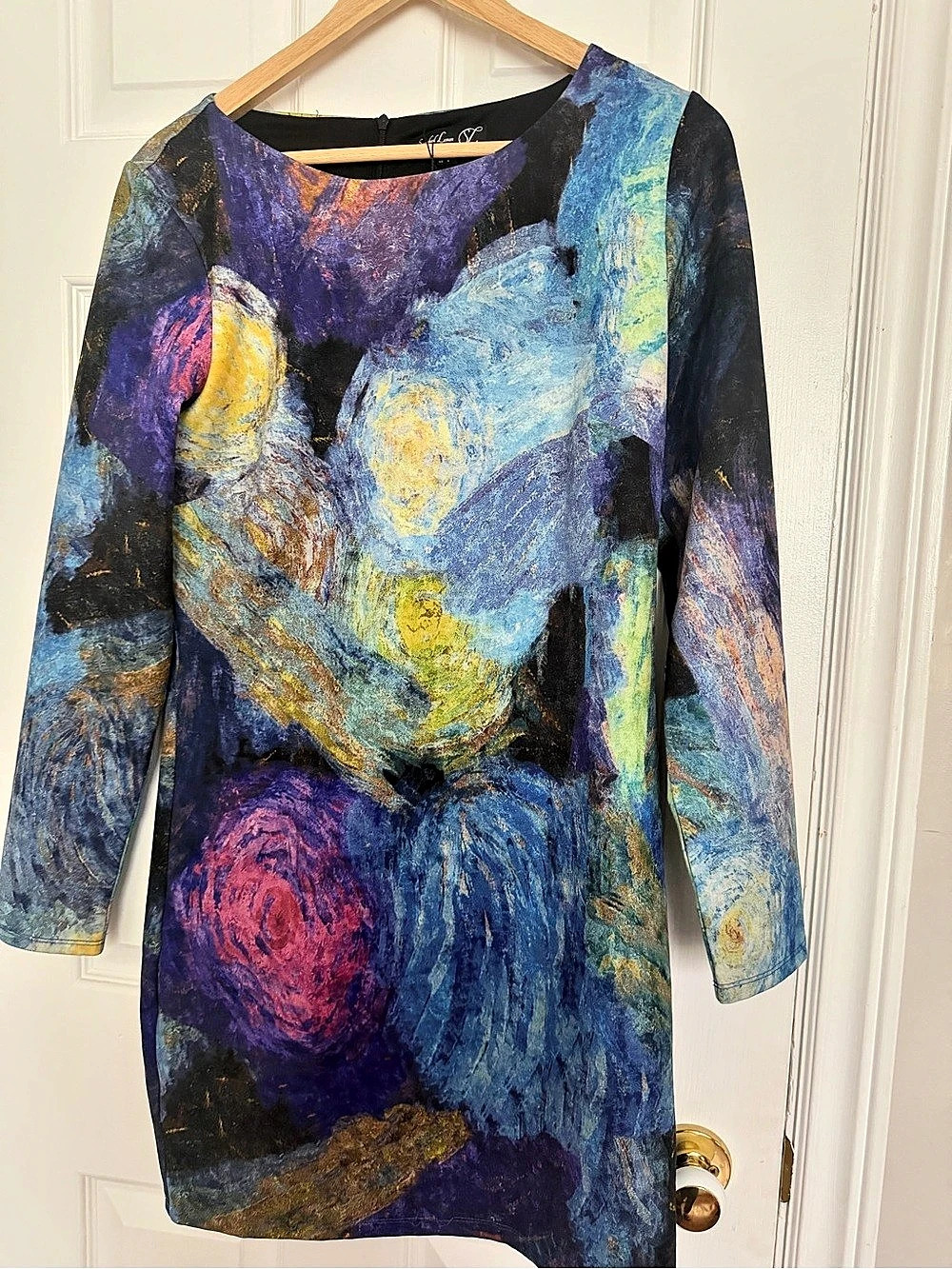 Smashed Lemon Abstract “Starry Night” Inspired Tunic Dress in Blue & Purple Size